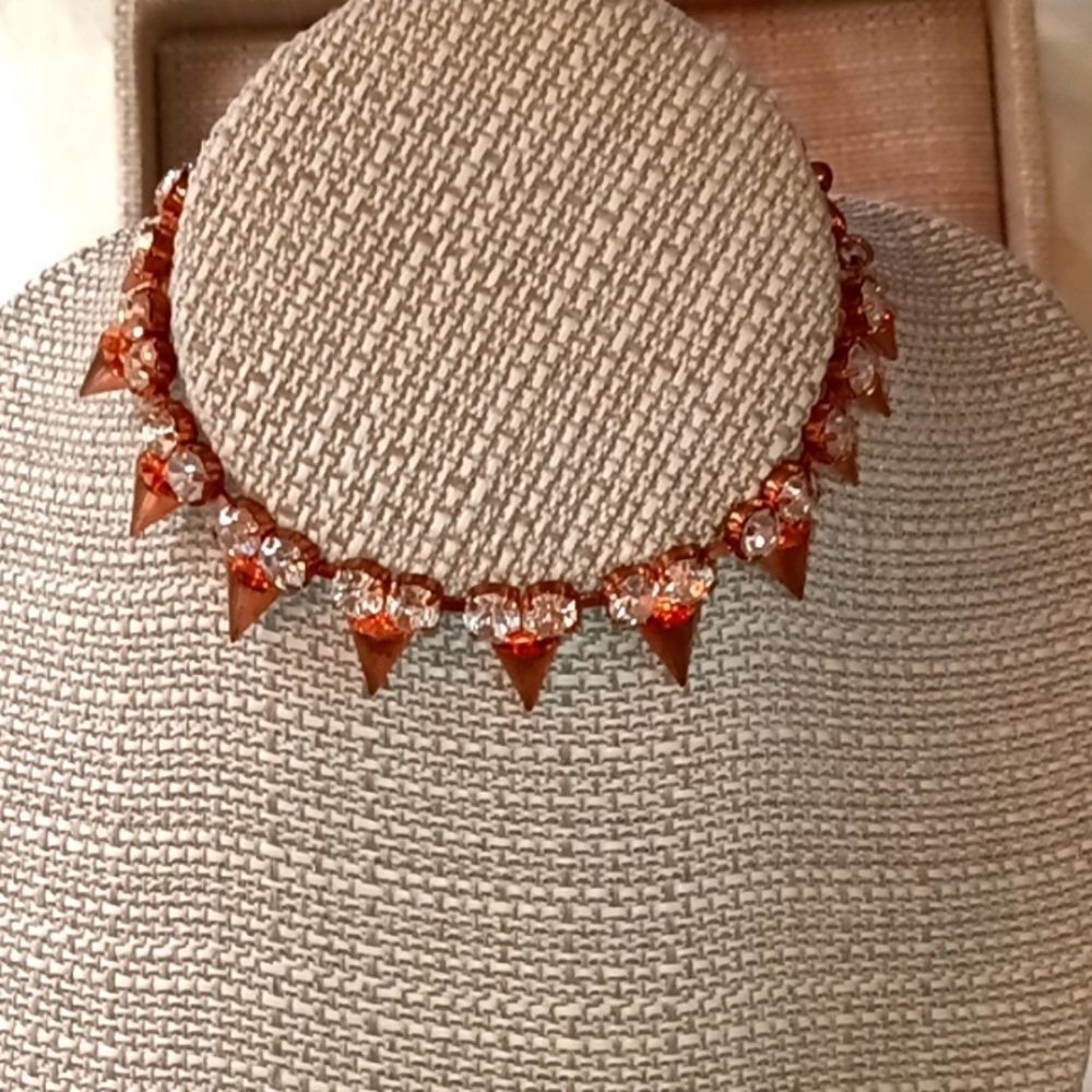 Crystal Ankle bracelet Copper Toned Metal 6.5-9.5 inch